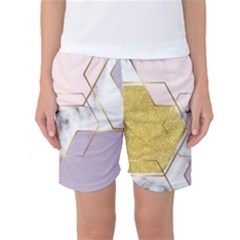 Geometric , Geometric, Gold, Marble, Pattern, Pink, Purple, Women s Basketball Shorts by nateshop