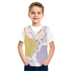 Geometric , Geometric, Gold, Marble, Pattern, Pink, Purple, Kids  Basketball Tank Top