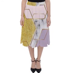 Geometric , Geometric, Gold, Marble, Pattern, Pink, Purple, Classic Midi Skirt by nateshop