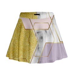 Geometric , Geometric, Gold, Marble, Pattern, Pink, Purple, Mini Flare Skirt by nateshop