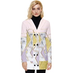 Geometric , Geometric, Gold, Marble, Pattern, Pink, Purple, Button Up Hooded Coat  by nateshop