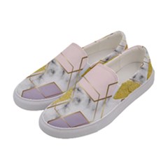 Geometric , Geometric, Gold, Marble, Pattern, Pink, Purple, Women s Canvas Slip Ons by nateshop