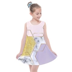 Geometric , Geometric, Gold, Marble, Pattern, Pink, Purple, Kids  Summer Dress