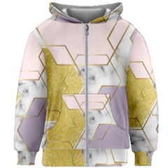 Geometric , Geometric, Gold, Marble, Pattern, Pink, Purple, Kids  Zipper Hoodie Without Drawstring by nateshop