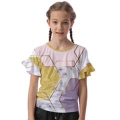 Geometric , Geometric, Gold, Marble, Pattern, Pink, Purple, Kids  Cut Out Flutter Sleeves by nateshop