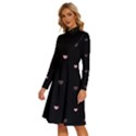 Heart, Background Long Sleeve Shirt Collar A-Line Dress View2