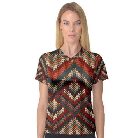 Fabric Abstract Pattern Fabric Textures, Geometric V-neck Sport Mesh T-shirt by nateshop