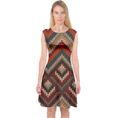 Fabric Abstract Pattern Fabric Textures, Geometric Capsleeve Midi Dress by nateshop