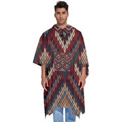 Fabric Abstract Pattern Fabric Textures, Geometric Men s Hooded Rain Ponchos by nateshop