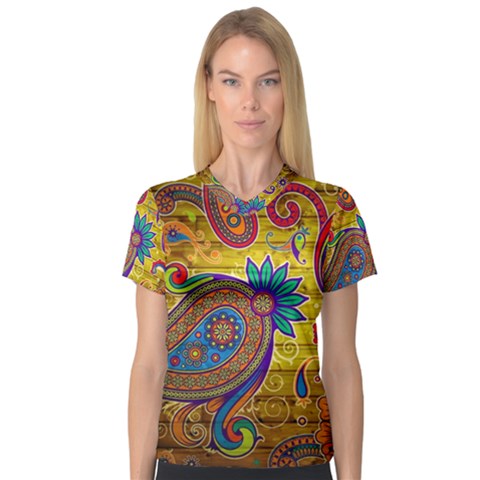 Pattern, Abstract Pattern, Colorful, V-neck Sport Mesh T-shirt by nateshop