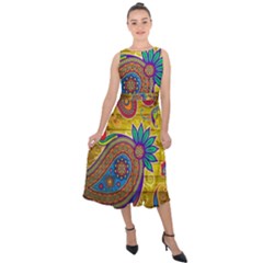 Pattern, Abstract Pattern, Colorful, Midi Tie-back Chiffon Dress by nateshop