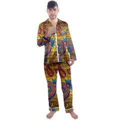 Pattern, Abstract Pattern, Colorful, Men s Long Sleeve Satin Pajamas Set by nateshop