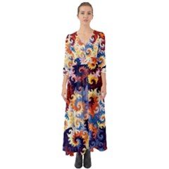 Spirals, Colorful, Pattern, Patterns, Twisted Button Up Boho Maxi Dress