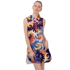 Spirals, Colorful, Pattern, Patterns, Twisted Sleeveless Shirt Dress by nateshop