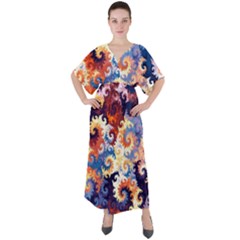 Spirals, Colorful, Pattern, Patterns, Twisted V-neck Boho Style Maxi Dress by nateshop