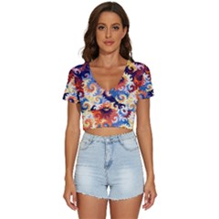 Spirals, Colorful, Pattern, Patterns, Twisted V-neck Crop Top by nateshop