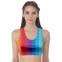 Rainbow Beautiful Seamless Pattern Fitness Sports Bra by Cemarart