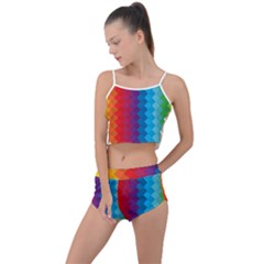 Rainbow Beautiful Seamless Pattern Summer Cropped Co-ord Set by Cemarart