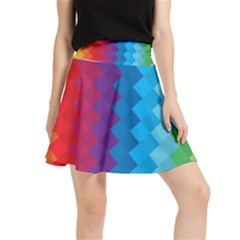 Rainbow Beautiful Seamless Pattern Waistband Skirt by Cemarart