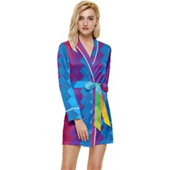 Rainbow Beautiful Seamless Pattern Long Sleeve Satin Robe by Cemarart