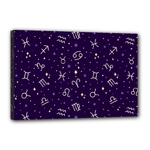 Zodiac Symbols Sign And Stars Pattern Seamless Pattern Canvas 18  X 12  (stretched) by Cemarart