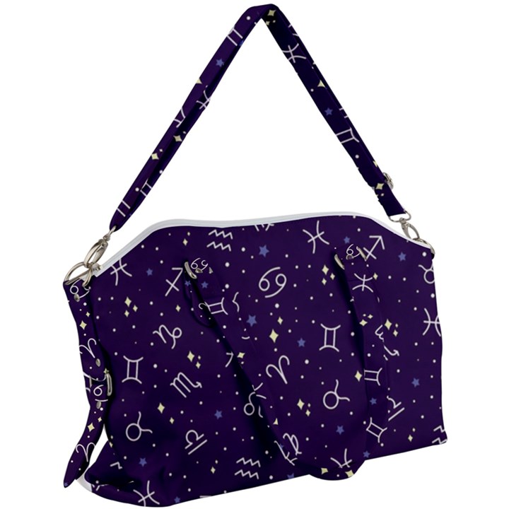 Zodiac Symbols Sign And Stars Pattern Seamless Pattern Canvas Crossbody Bag