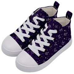 Zodiac Symbols Sign And Stars Pattern Seamless Pattern Kids  Mid-top Canvas Sneakers by Cemarart