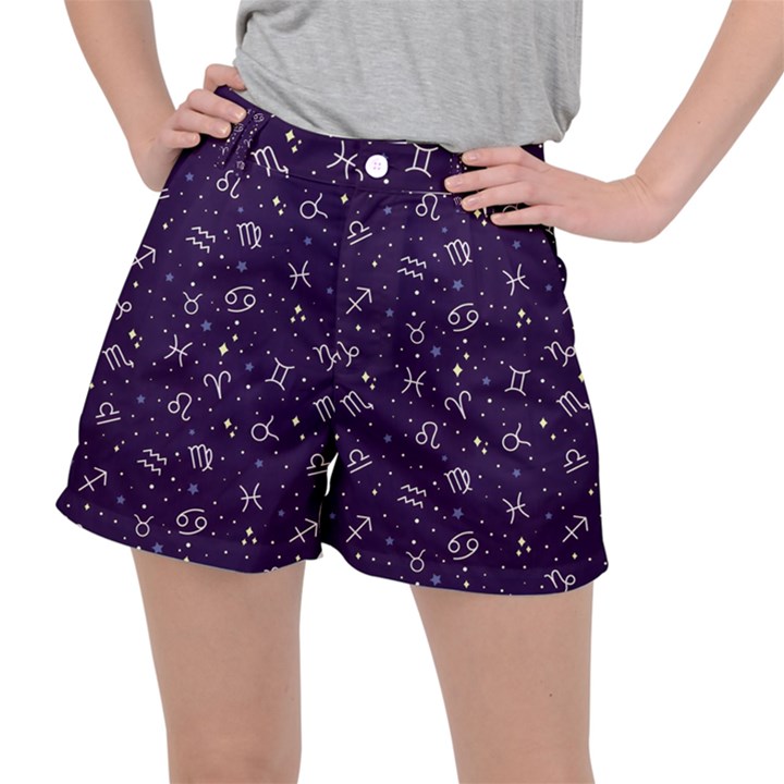 Zodiac Symbols Sign And Stars Pattern Seamless Pattern Women s Ripstop Shorts