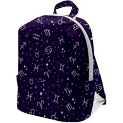 Zodiac Symbols Sign And Stars Pattern Seamless Pattern Zip Up Backpack by Cemarart