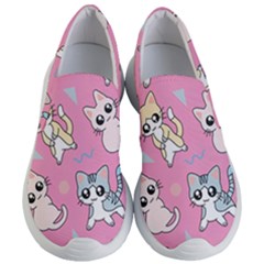 Cute Animal Little Cat Seamless Pattern Women s Lightweight Slip Ons by Cemarart