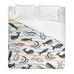 Seamless Vector Pattern With Little Cute Fish Cartoon Duvet Cover (full/ Double Size) by Cemarart