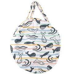 Seamless Vector Pattern With Little Cute Fish Cartoon Giant Round Zipper Tote by Cemarart