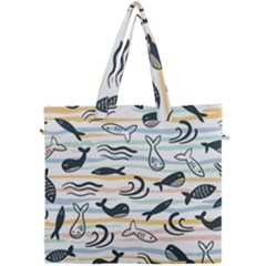 Seamless Vector Pattern With Little Cute Fish Cartoon Canvas Travel Bag by Cemarart