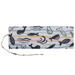 Seamless Vector Pattern With Little Cute Fish Cartoon Roll Up Canvas Pencil Holder (m) by Cemarart