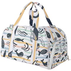 Seamless Vector Pattern With Little Cute Fish Cartoon Burner Gym Duffel Bag by Cemarart