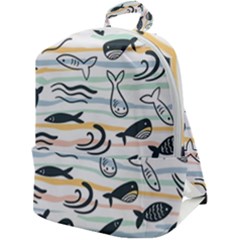 Seamless Vector Pattern With Little Cute Fish Cartoon Zip Up Backpack by Cemarart