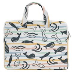 Seamless Vector Pattern With Little Cute Fish Cartoon Macbook Pro 16  Double Pocket Laptop Bag  by Cemarart