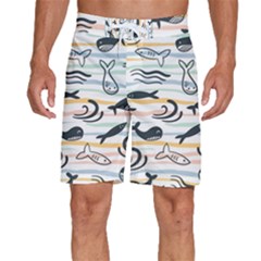 Seamless Vector Pattern With Little Cute Fish Cartoon Men s Beach Shorts by Cemarart