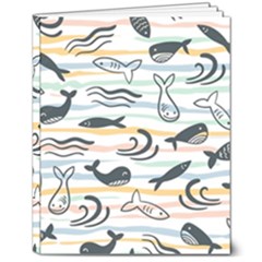 Seamless Vector Pattern With Little Cute Fish Cartoon 8  X 10  Softcover Notebook by Cemarart