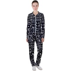 Dark Seamless Pattern With Houses Doodle House Monochrome Casual Jacket And Pants Set by Cemarart