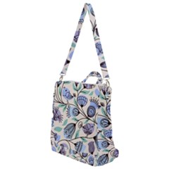 Bird Floral Blue Flower Retro Seamless Pattern Crossbody Backpack by Cemarart