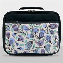 Bird Floral Blue Flower Retro Seamless Pattern Lunch Bag by Cemarart