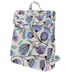 Bird Floral Blue Flower Retro Seamless Pattern Flap Top Backpack by Cemarart