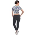 Bird Floral Blue Flower Retro Seamless Pattern Short Sleeve Cropped Jacket View2