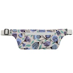 Bird Floral Blue Flower Retro Seamless Pattern Active Waist Bag by Cemarart