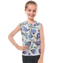 Bird Floral Blue Flower Retro Seamless Pattern Kids  Mesh Tank Top View1