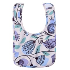 Bird Floral Blue Flower Retro Seamless Pattern Baby Bib by Cemarart