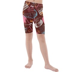 Sweet Food Seamless Pattern Kids  Mid Length Swim Shorts by Cemarart