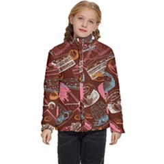 Sweet Food Seamless Pattern Kids  Puffer Bubble Jacket Coat by Cemarart