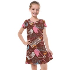 Sweet Food Seamless Pattern Kids  Cross Web Dress by Cemarart